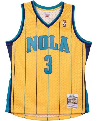 MAGLIA DA BASKET MITCHELL & NESS CHRIS PAUL #3 NEW ORLEANS HORNETS GIALLA SWINGMAN