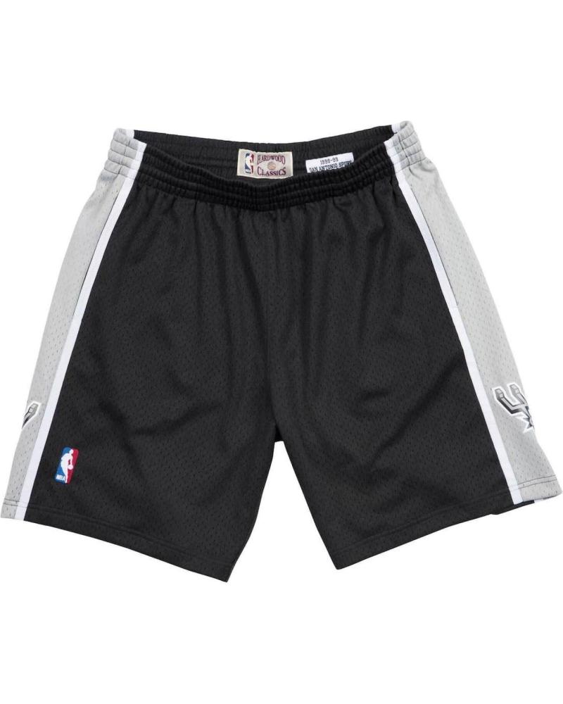 PANTALONCINI BASKET MITCHELL & NESS SAN ANTONIO SPURS RETRO SWINGMAN 1998-99 NERO PANNELLI BIANCHI