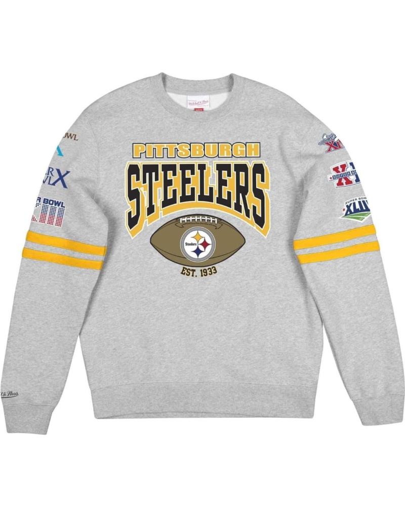 MITCHELL & NESS PITTSBURGH STEELERS ALL OVER PRINT FLEECE CREW SWEATSHIRT 1