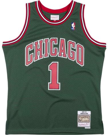 MAGLIA SWINGMAN MITCHELL & NESS DERRICK ROSE CHICAGO BULLS 08-09 #1 VERDE