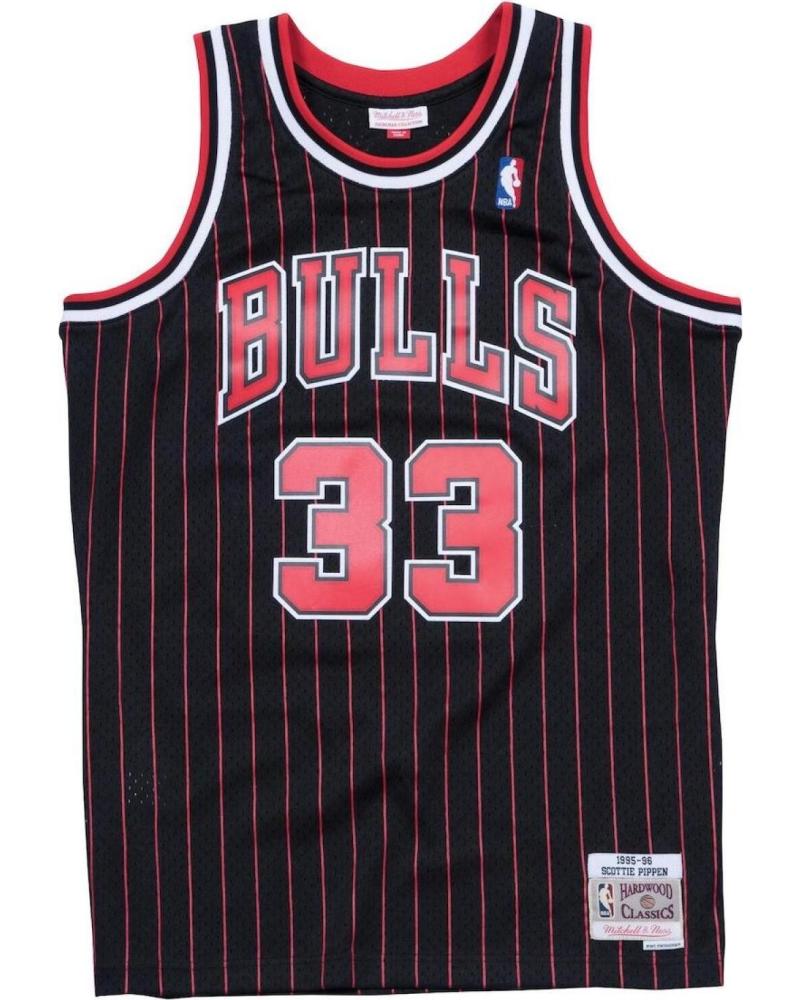 MITCHELL & NESS NBA TRIKOT SCOTTIE PIPPEN CHICAGO BULLS SWINGMAN ALTERNATIV GESTREIFT SCHWARZ 1