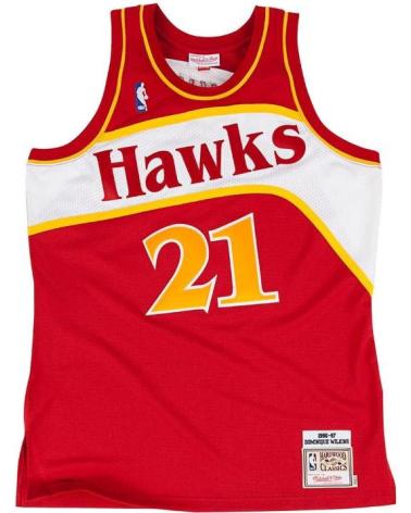 MAGLIA DA BASKET MITCHELL & NESS DOMINIQUE WILKINS ATLANTA HAWKS #21 ROSSA STAGIONE 1986