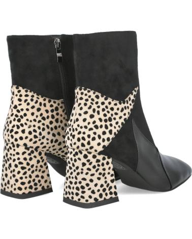 BOTIM AZAREY 578K120 PRETO COM CALCANHAR ESTAMPADO LEOPARDO E SALTO QUADRADO NEGRO