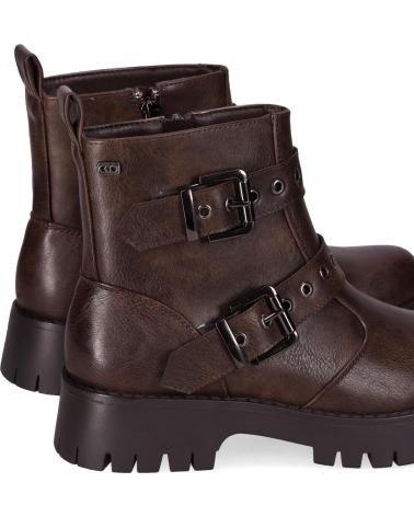 CHIKA10 STRONG 06 BROWN LEATHER ANKLE BOOTS WITH BUCKLES MARRON-BROWN