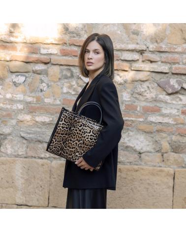 BOLSA TOTE CHIKA10 PARRANDA 02 COM ESTAMPA LEOPARDO LEOPARDO-LEOPARD