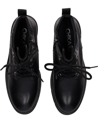 MILITÄRSTIEFELETTE CHIKA10 RUFI 01 SCHWARZ MIT SCHNÜRSENKELN UND ABSATZ NEGRO-BLACK