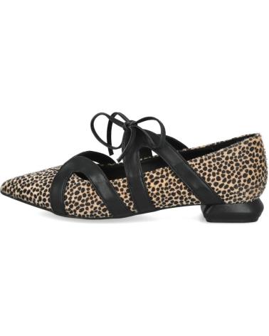 AZAREY 578K117 ANIMAL PRINT BEIGE BALLERINAS WITH BLACK CROSS STRAPS BEIGE