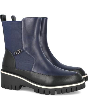 BOTÍN AZAREY 462K260 TACÓN ANCHO BICOLOR NEGRO-AZUL NEGRO-AZUL