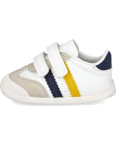 L&R SHOES BASKETS FH597S À SCRATCHS, BLANCHES AVEC DÉTAILS BLEUS ET JAUNES BLANCO AZUL