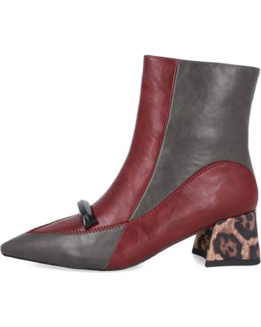 STIEFELETTE AZAREY 578K381 MIT LEOPARDENABSATZ UND BURGUNDERROTEN SOWIE GRAUEN DETAILS GRIS
