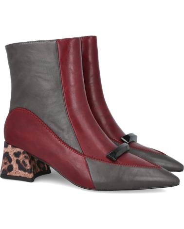 STIEFELETTE AZAREY 578K381 MIT LEOPARDENABSATZ UND BURGUNDERROTEN SOWIE GRAUEN DETAILS GRIS