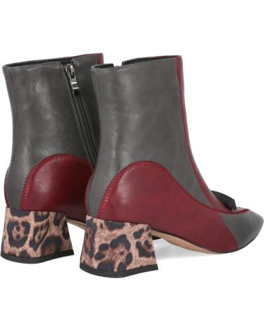 STIEFELETTE AZAREY 578K381 MIT LEOPARDENABSATZ UND BURGUNDERROTEN SOWIE GRAUEN DETAILS GRIS