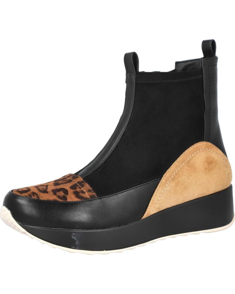 AZAREY 462K492 BOTINES CON ESTAMPADO DE LEOPARDO NEGRO NEGRO