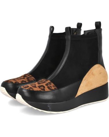 AZAREY 462K492 BOTINES CON ESTAMPADO DE LEOPARDO NEGRO NEGRO