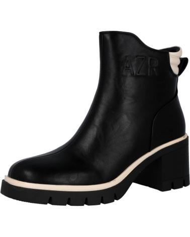 AZAREY BOTINS 462K269 COM SALTO LARGO E DETALHE BEGE PRETO NEGRO