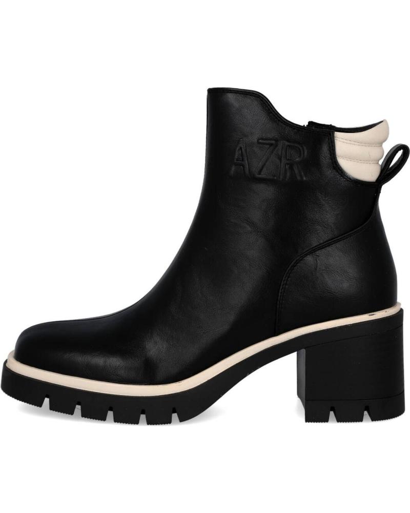 AZAREY BOTINS 462K269 COM SALTO LARGO E DETALHE BEGE PRETO NEGRO