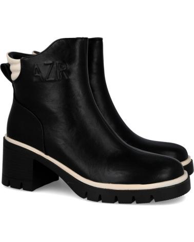 AZAREY BOTINS 462K269 COM SALTO LARGO E DETALHE BEGE PRETO NEGRO