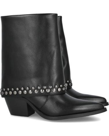 AZAREY 462K065 - BOTÍN NEGRO CON POLAINA Y TACHUELAS METÁLICAS NEGRO