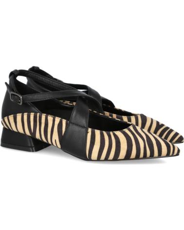 AZAREY 459K123 BALLERINE IMPRIMÉ ZÈBRE AVEC BRIDES NOIRES ET TAUPE TAUPE