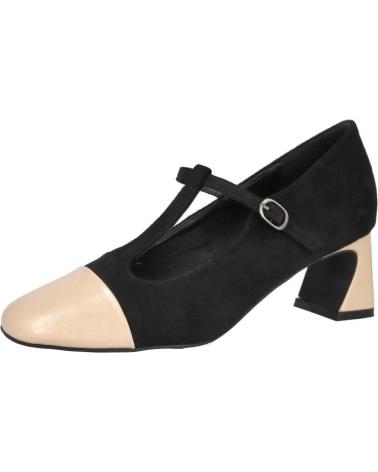 AZAREY 562K248 - BICOLOR NEGRO Y BEIGE CON TACÓN BLOQUE Y TIRA EN T NEGRO