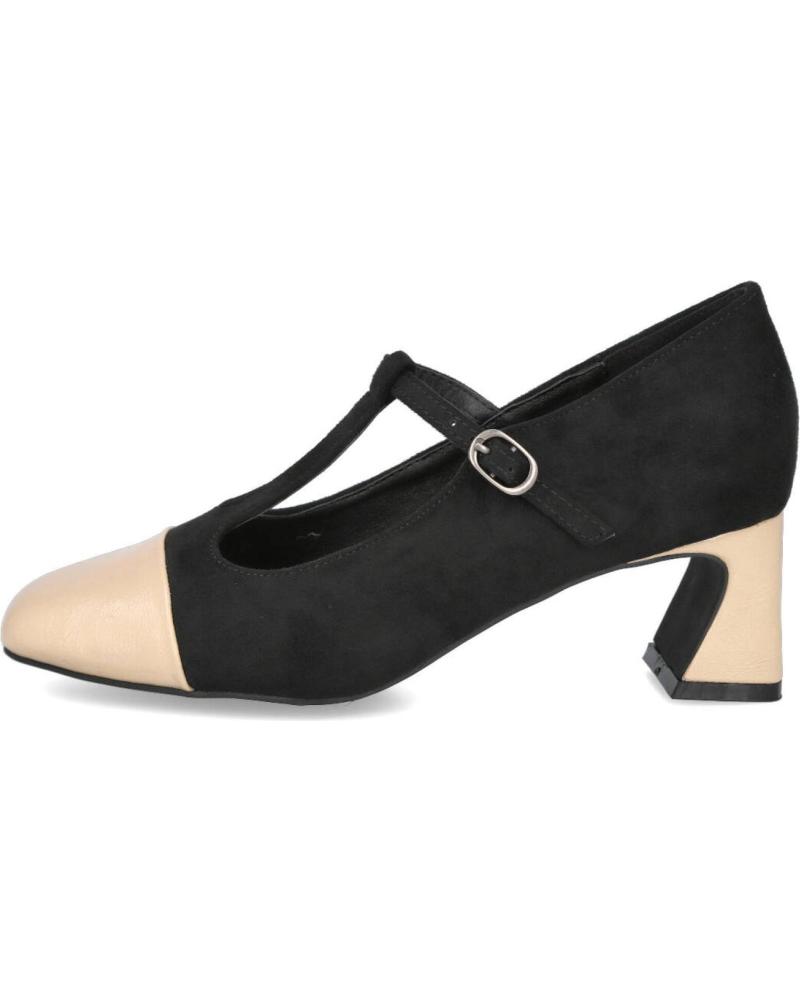 AZAREY 562K248 - BICOLOR NEGRO Y BEIGE CON TACÓN BLOQUE Y TIRA EN T NEGRO