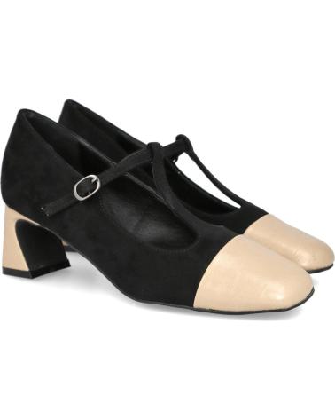 AZAREY 562K248 - BICOLOR NEGRO Y BEIGE CON TACÓN BLOQUE Y TIRA EN T NEGRO
