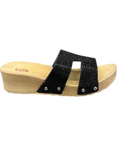 CALZADOMANIA PANTOLETTE MIT KEILABSATZ UND SCHWARZEM GLITZER NEGRO