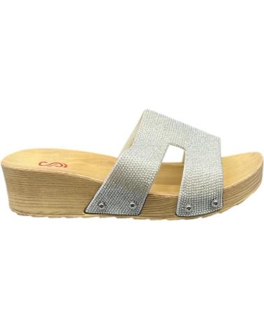 CALZADOMANIA PLATEAU-PANTOLETTE MIT GLITZERRIEMEN SILBER PLATA