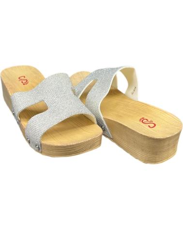 CALZADOMANIA PLATEAU-PANTOLETTE MIT GLITZERRIEMEN SILBER PLATA