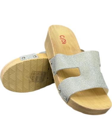CALZADOMANIA PLATEAU-PANTOLETTE MIT GLITZERRIEMEN SILBER PLATA