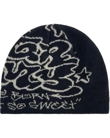 BERRETTO IN MAGLIA GRIMEY NERO CON STAMPA BLACK