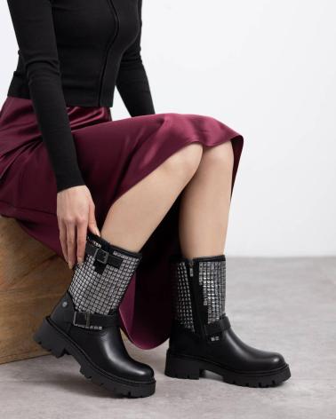 XTI 144472 SCHWARZE STIEFEL MIT NIETEN NEGRO