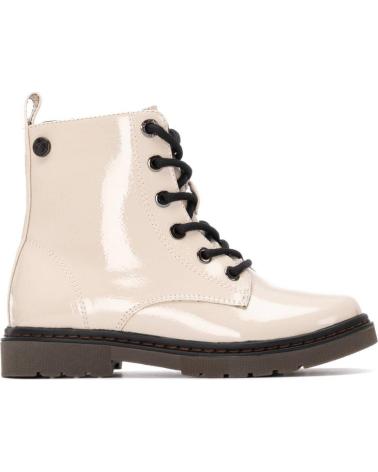 XTI 151327 BEIGE PATENT COMBAT BOOTS WITH LACES AND SIDE ZIP BEIGE