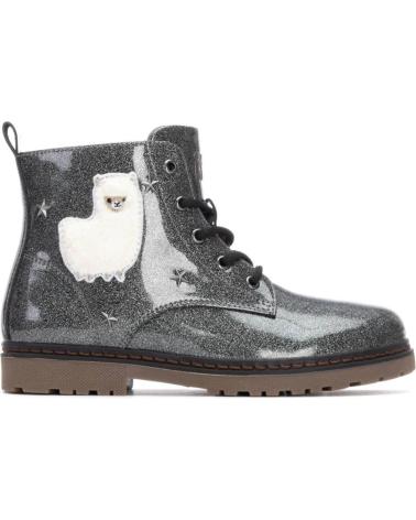 XTI GLITTER ANKLE BOOTS 151384 LEAD WITH LLAMA DECORATION PLOMO