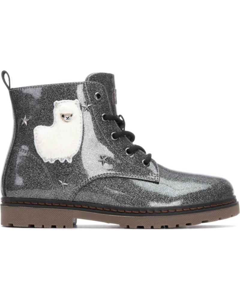 XTI GLITTER ANKLE BOOTS 151384 LEAD WITH LLAMA DECORATION PLOMO