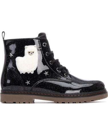 XTI GLITTER ANKLE BOOTS 151384 BLACK WITH LLAMA DECORATION NEGRO