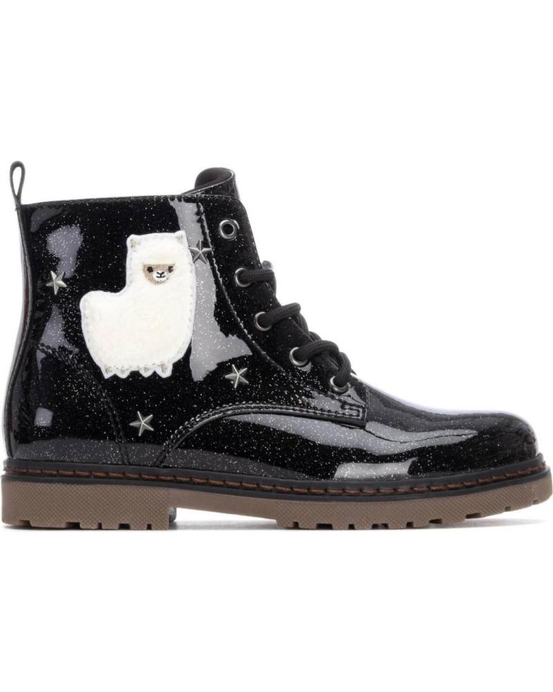 XTI GLITTER ANKLE BOOTS 151384 BLACK WITH LLAMA DECORATION NEGRO