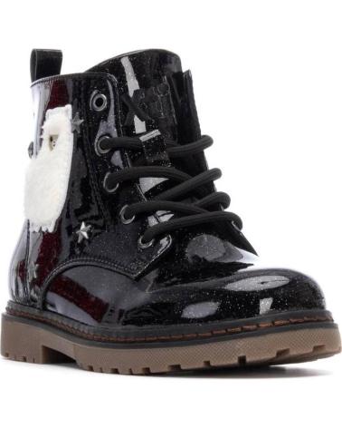 XTI GLITTER ANKLE BOOTS 151384 BLACK WITH LLAMA DECORATION NEGRO