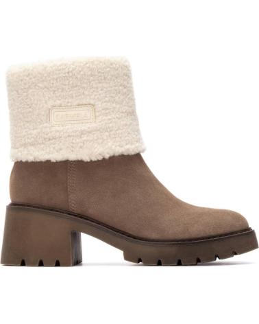CARMELA 162659 SUEDE ANKLE BOOTS WITH FAUX SHEARLING LINING TAUPE TAUPE