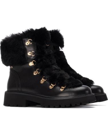 CARMELA 162668 SCHWARZE BERGSTIEFEL MIT LAMMFELLFUTTER UND METALLSCHNÜRSENKELN NEGRO