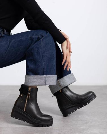 BOTINES CARMELA 162712 NEGRO CON CREMALLERA Y PLATAFORMA NEGRO