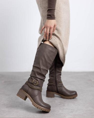 BOTAS REFRESH 173248 CASTANHAS COM CORRENTE E FIVELA MARRON