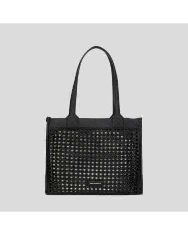 BOLSA TOTE KARL LAGERFELD SKUARE MD WOVEN PRETO BLKNKL BLKNKL