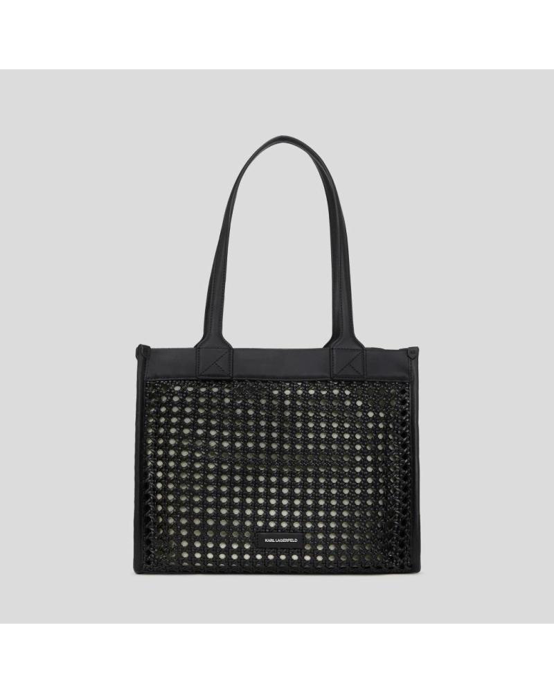 BOLSA TOTE KARL LAGERFELD SKUARE MD WOVEN PRETO BLKNKL BLKNKL