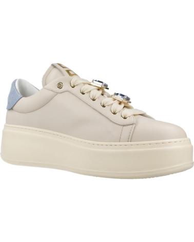 GIO PIA312A ZAPATILLAS DE PLATAFORMA BEIGE CON DETALLE AZUL CLARO LATTE