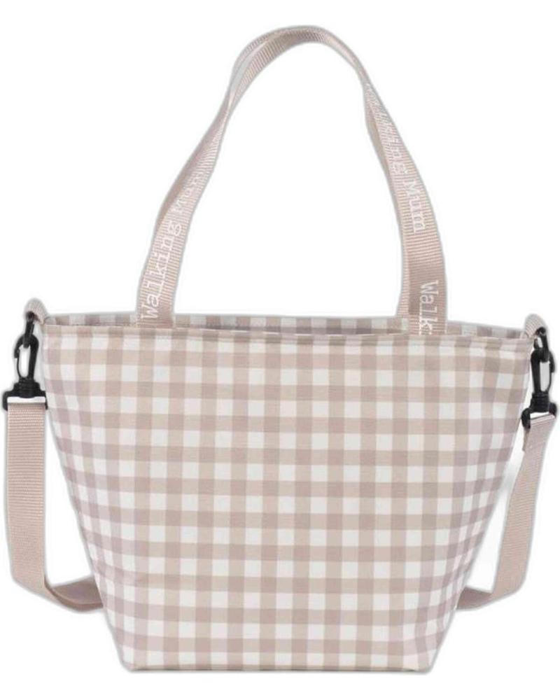 WALKING MUM BABY SHOULDER BAG - BEIGE CHECKERED DESIGN BEIGE