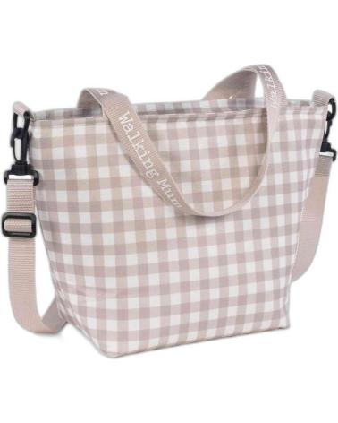 WALKING MUM BABY SHOULDER BAG - BEIGE CHECKERED DESIGN BEIGE