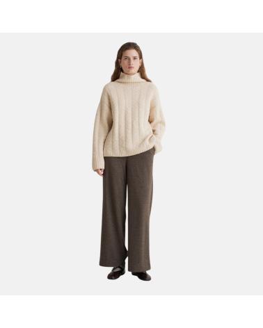 YERSE WOMEN'S WIDE-LEG TROUSERS IN DARK BROWN NAN