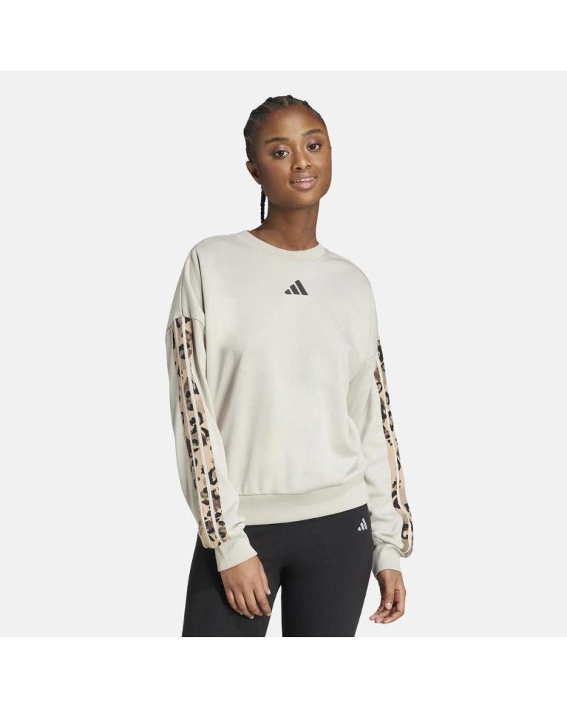 FELPA ADIDAS DA DONNA CON MANICHE STAMPATE - CREMA NAN