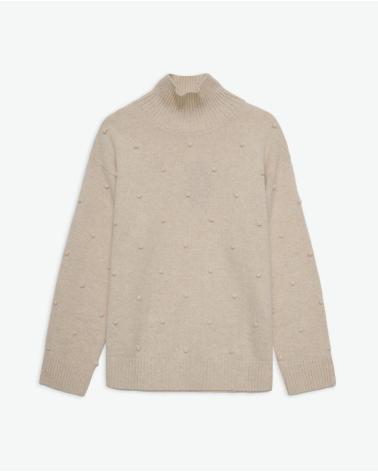 JERSEY DE CUELLO ALTO YERSE EN TONO NATURAL NAN